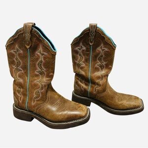 Justin Women's RAYA Square Toe Western Boots L2900 Tan Size 7.5